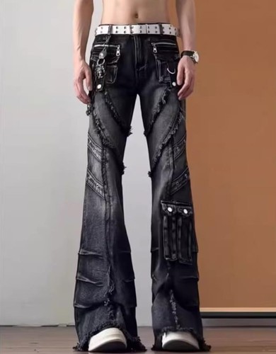 Jeans uomo punk nero - , denim
