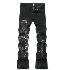 Jeans Uomo Nero Denim Cotone