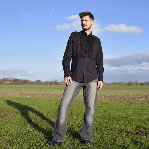 Denim grigio vintage - , svasato
